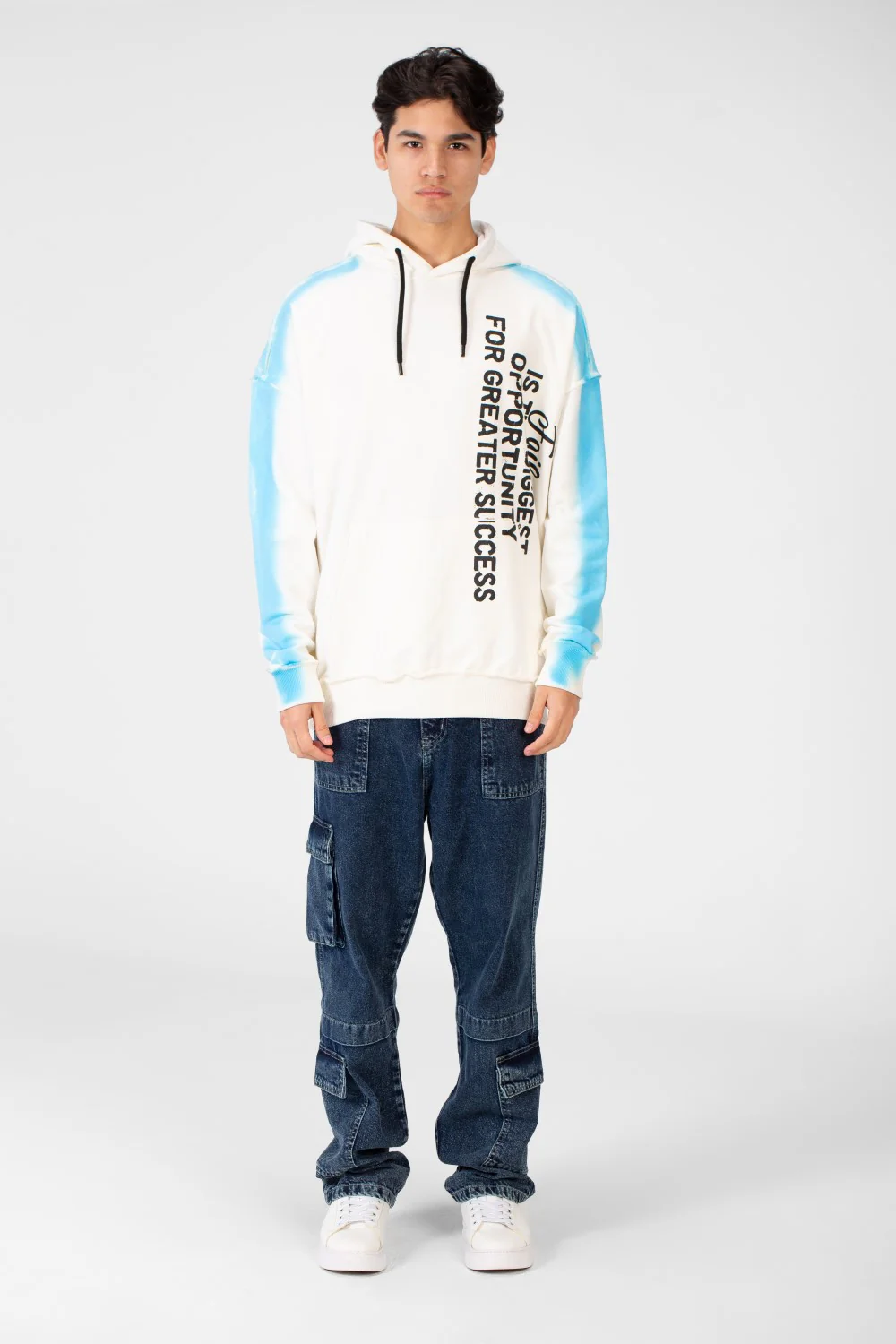 Men's Oversize Hoodie Sweatshirt With Text Print - Image 4