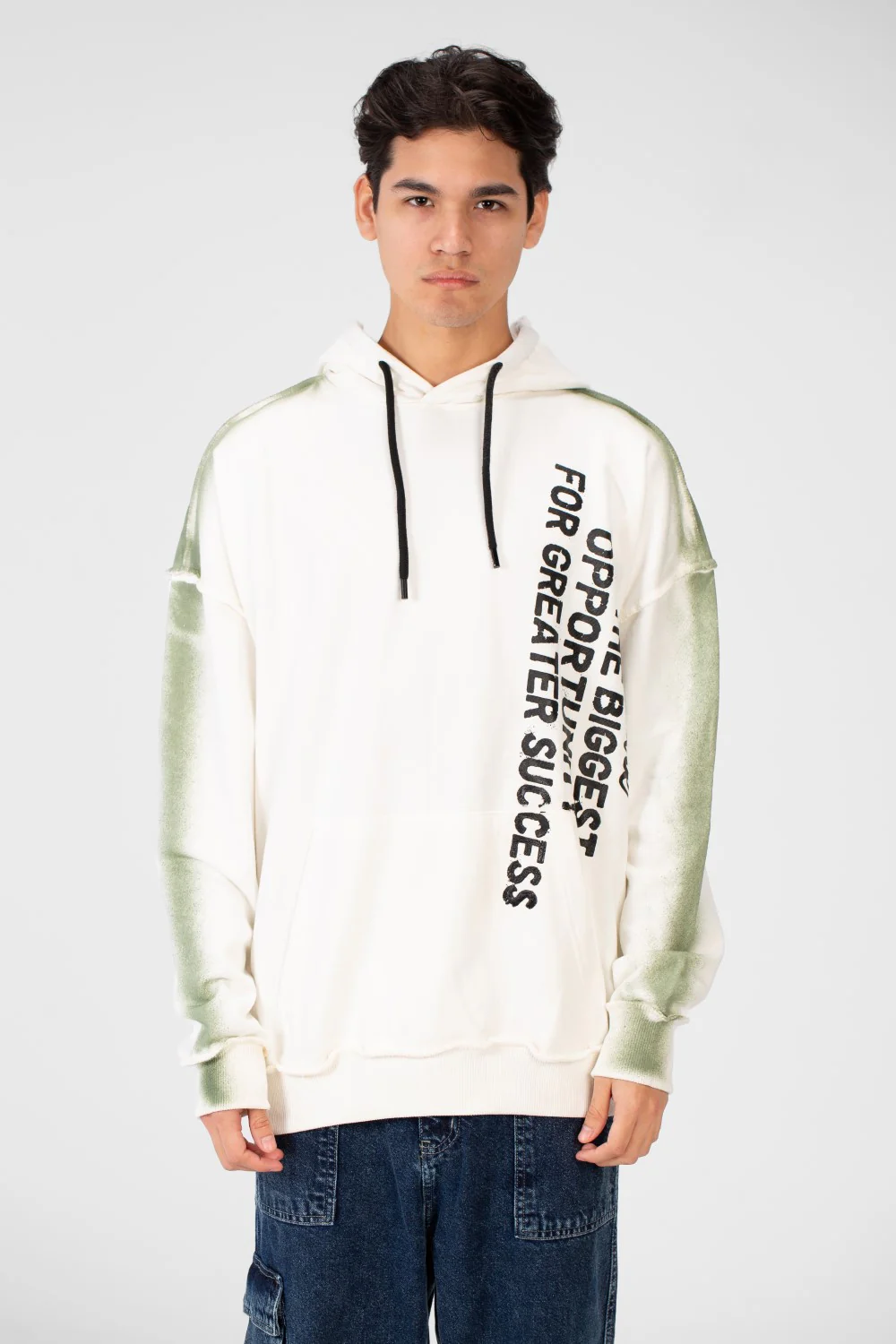 Men's Oversize Hoodie Sweatshirt With Text Print - Image 5