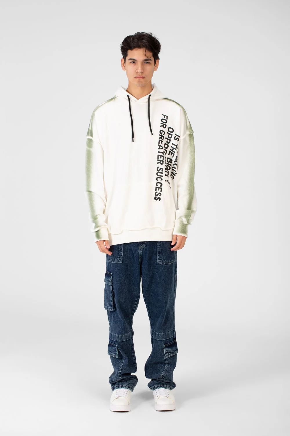 Men's Oversize Hoodie Sweatshirt With Text Print - Image 8
