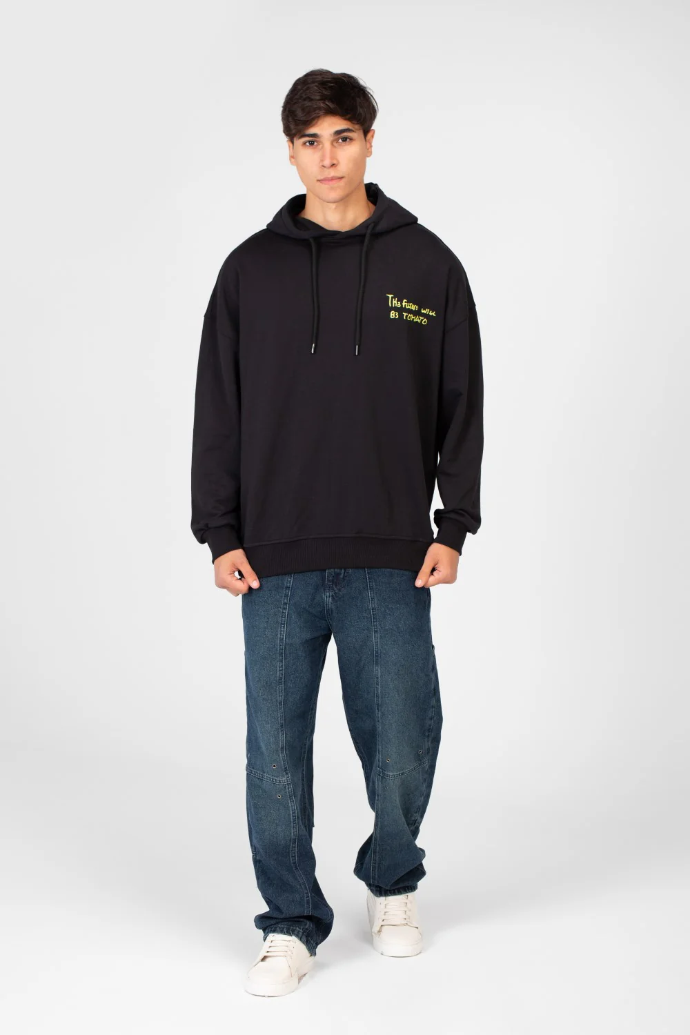 Men's Oversize Hoodie With Text Print On The Front And Back - Image 4