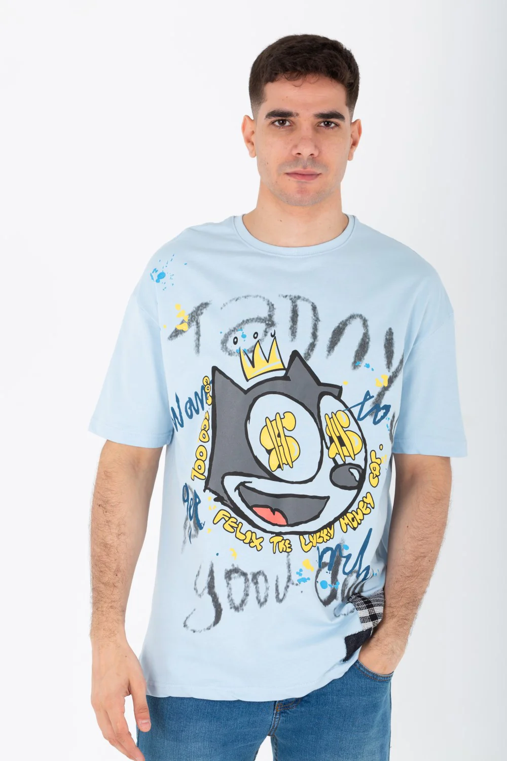 Men's Oversize Printed T-shirt With A Round Neck And Summer Melton Material - Image 10