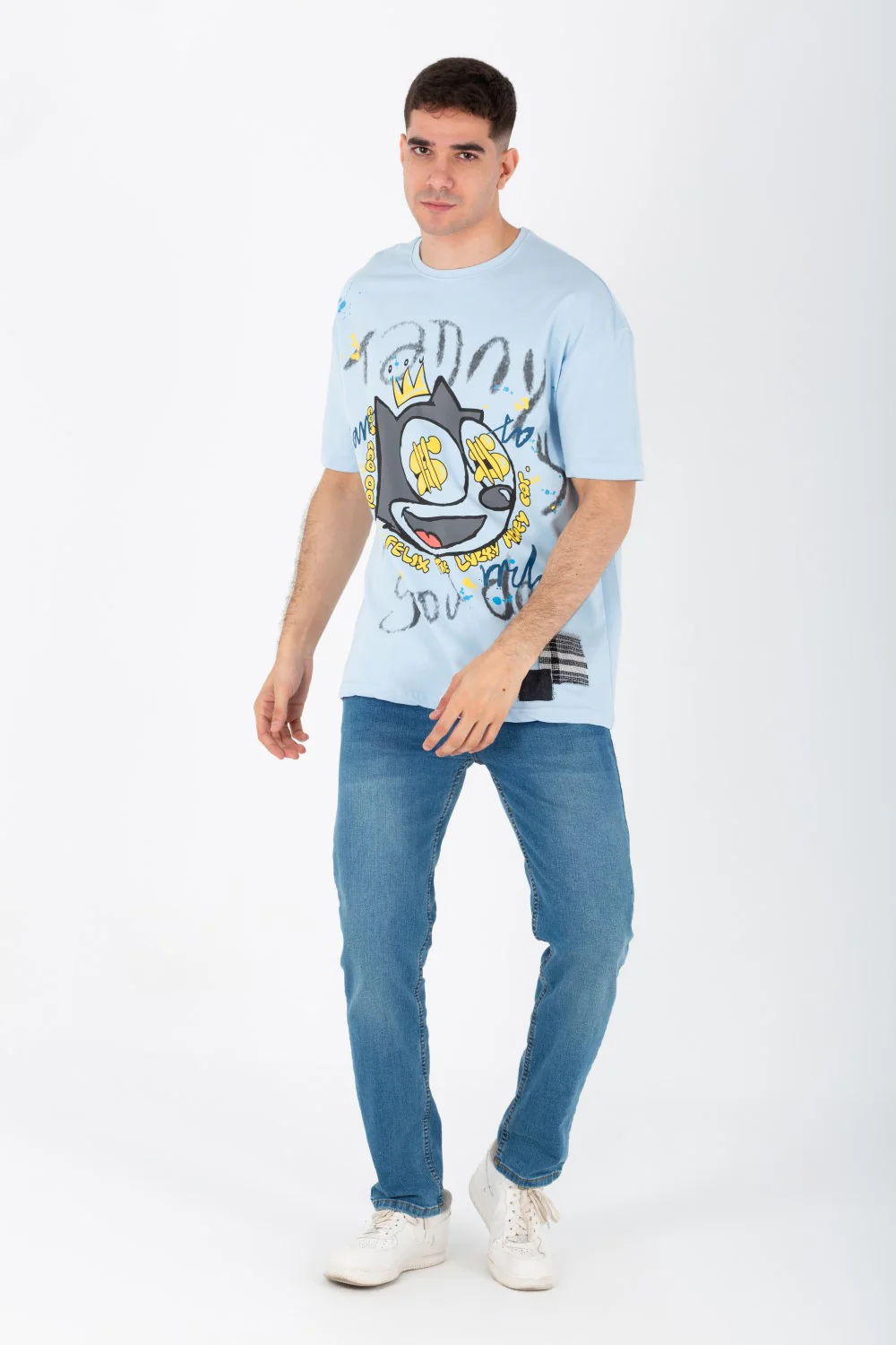 Men's Oversize Printed T-shirt With A Round Neck And Summer Melton Material - Image 12
