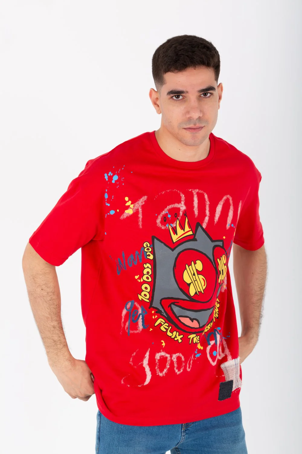 Men's Oversize Printed T-shirt With A Round Neck And Summer Melton Material - Image 13