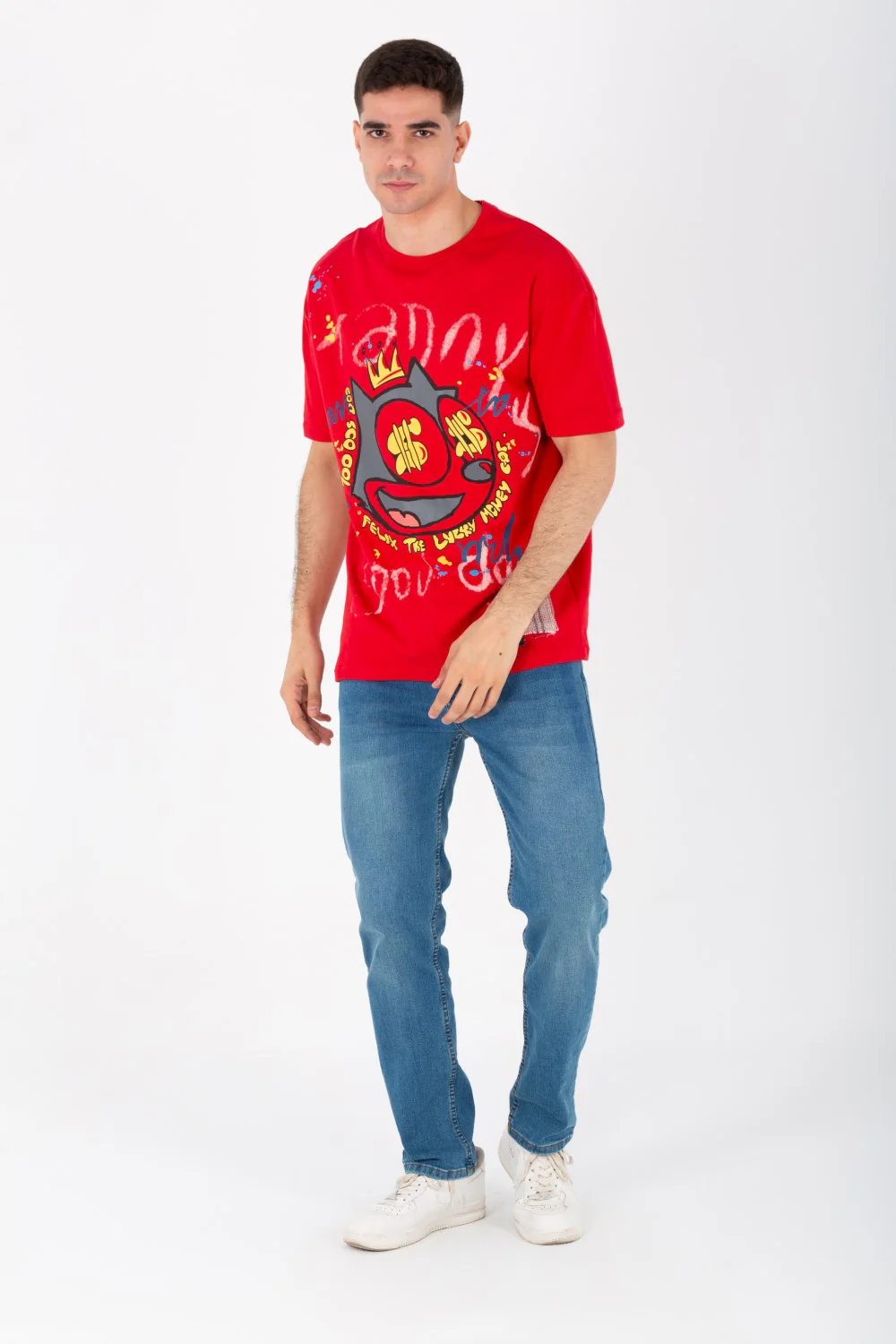 Men's Oversize Printed T-shirt With A Round Neck And Summer Melton Material - Image 15
