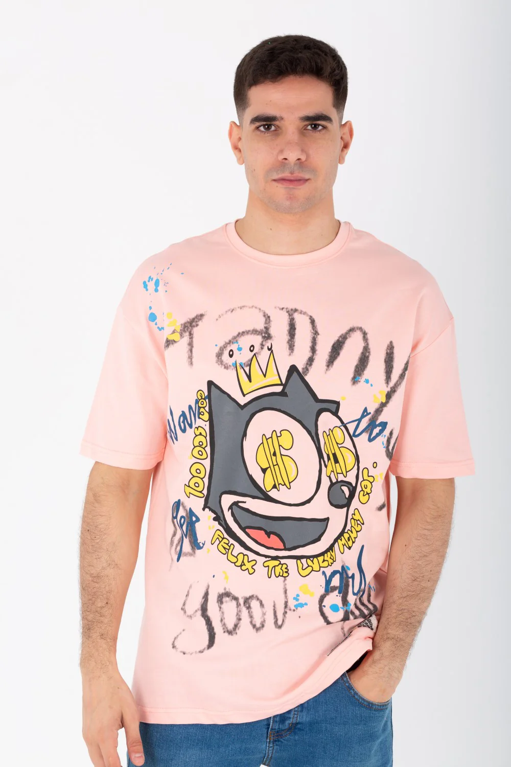 Men's Oversize Printed T-shirt With A Round Neck And Summer Melton Material - Image 16