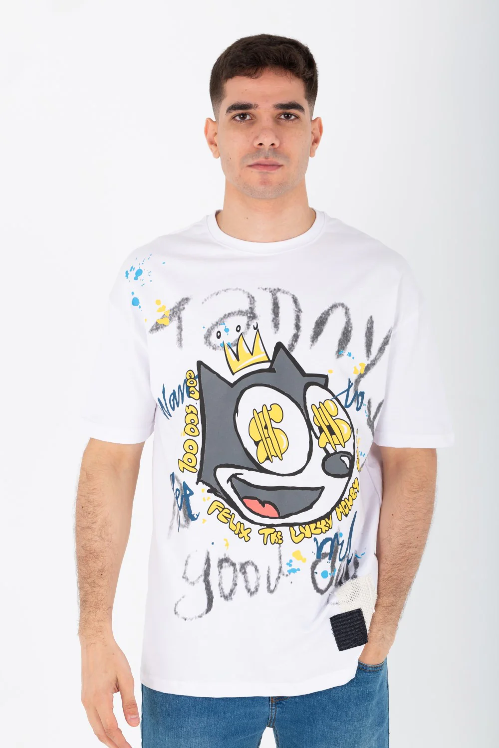 Men's Oversize Printed T-shirt With A Round Neck And Summer Melton Material - Image 19