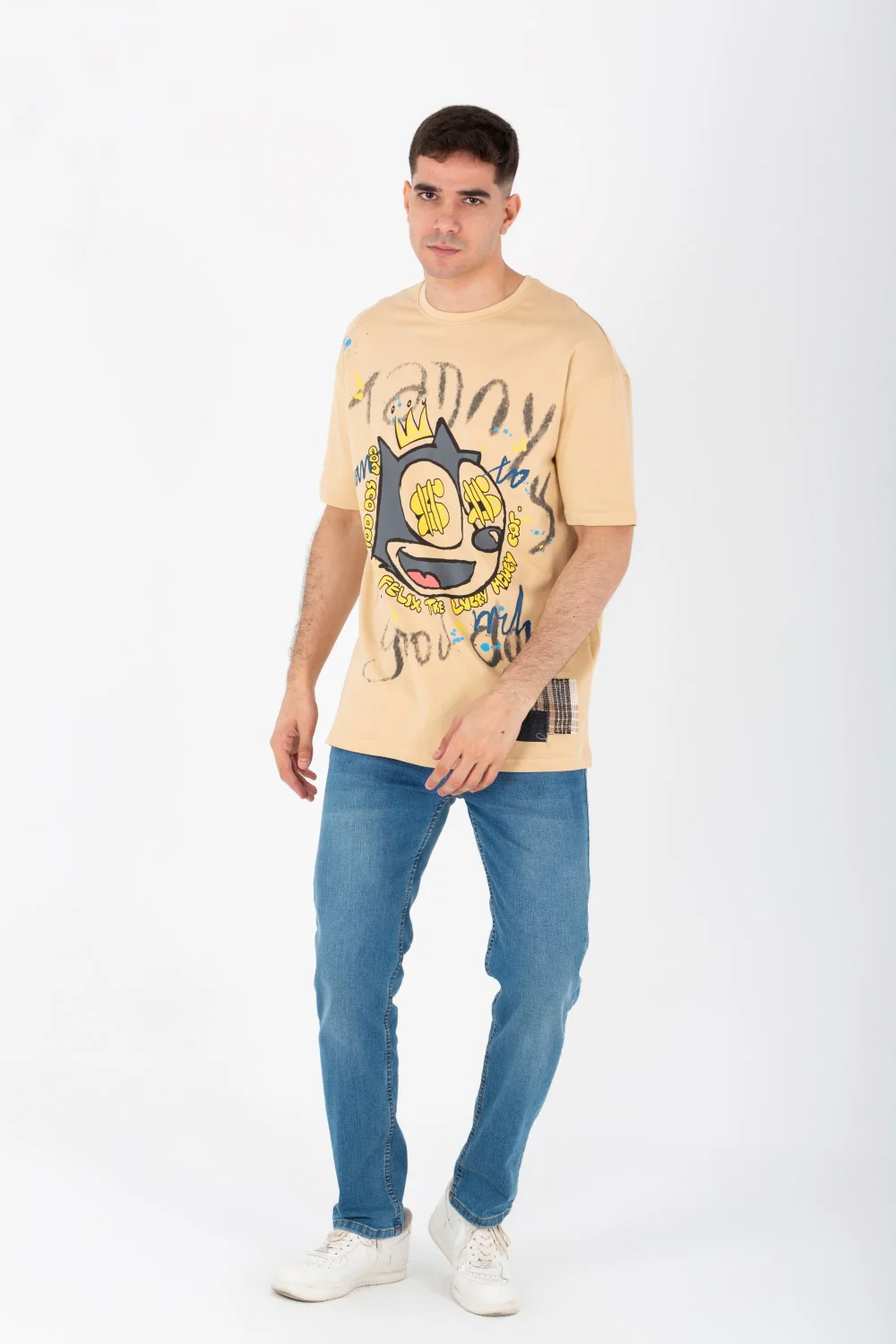 Men's Oversize Printed T-shirt With A Round Neck And Summer Melton Material - Image 3