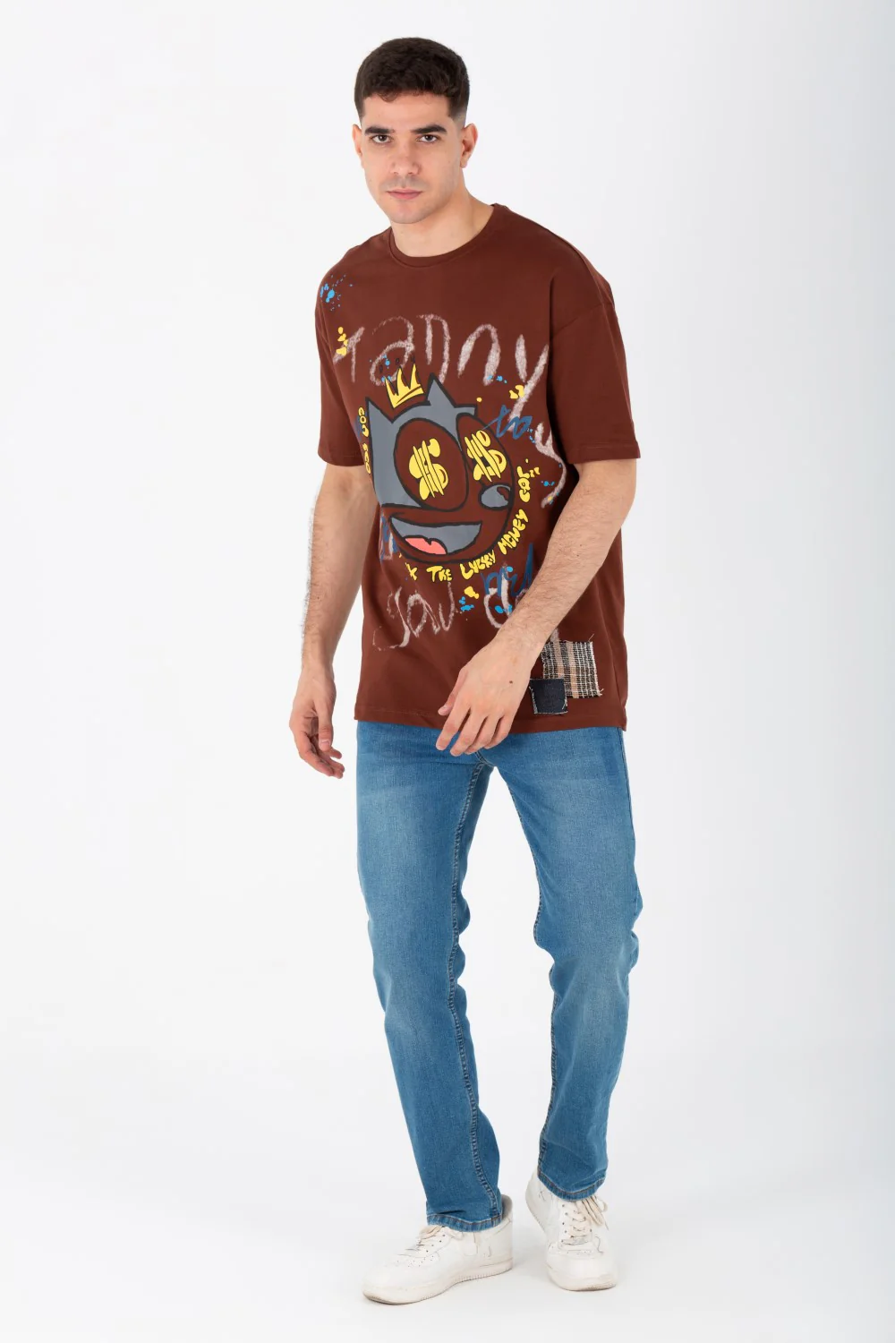Men's Oversize Printed T-shirt With A Round Neck And Summer Melton Material - Image 6