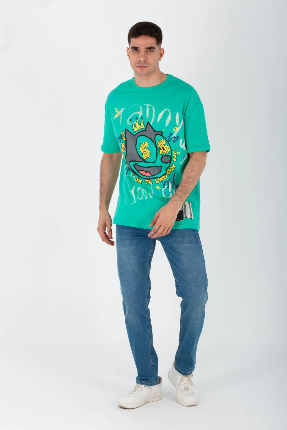 Men's Oversize Printed T-shirt With A Round Neck And Summer Melton Material - Image 9