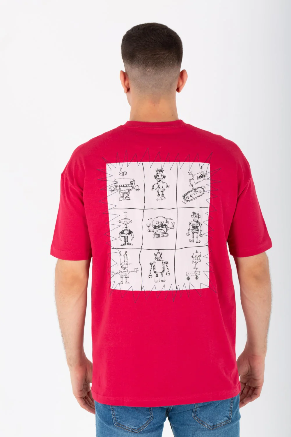 Men's Oversize Printed T-shirt With Round Neck In Summer Melton Material - Image 5