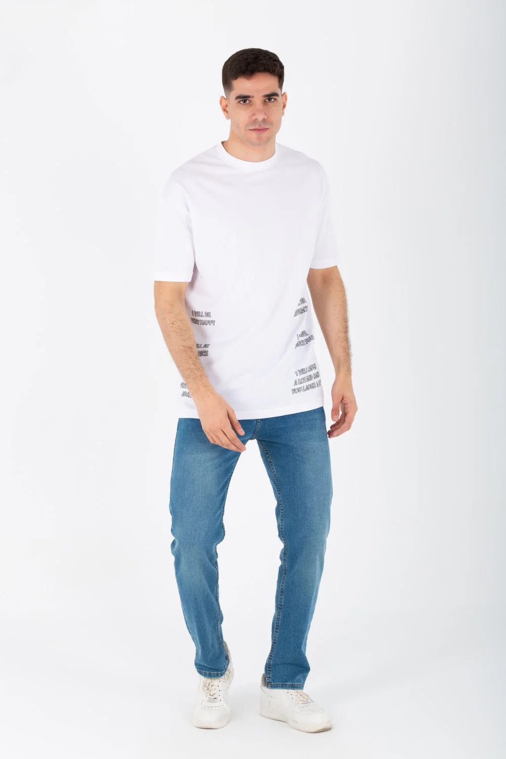 Men's Oversize Round Neck T-shirt With A Print On The Front And Back Made Of Summer Melton Material - Image 9
