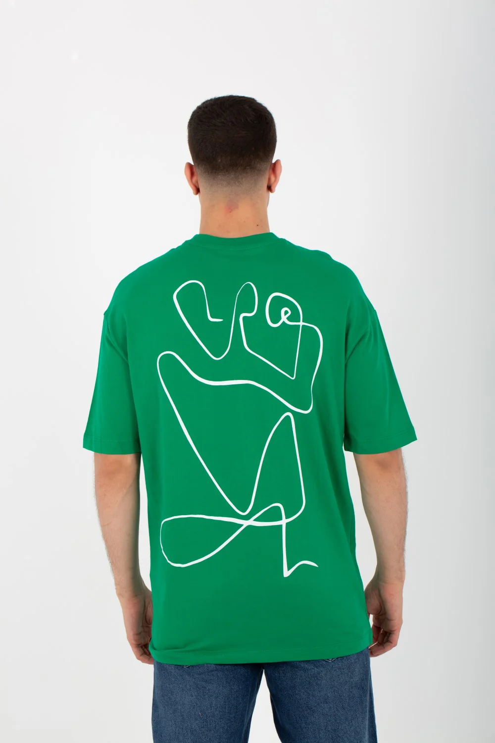 Mens Oversize Round T-shirt With Front And Back Print And Summer Melton Material - Image 2