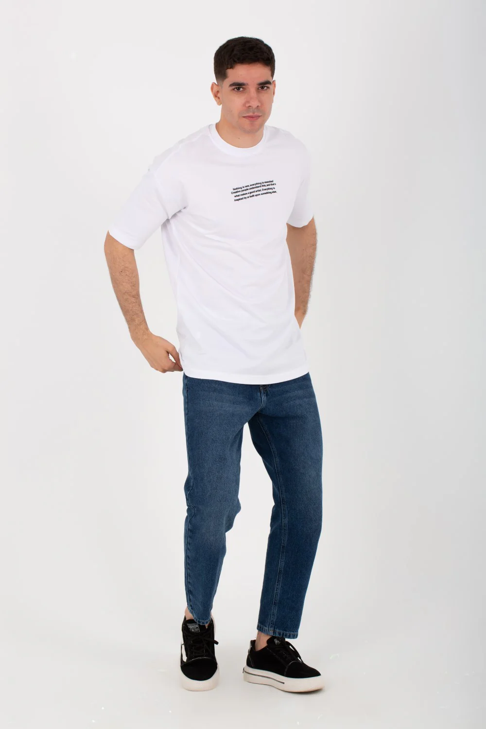 Mens Oversize Round T-shirt With Front And Back Print And Summer Melton Material - Image 4