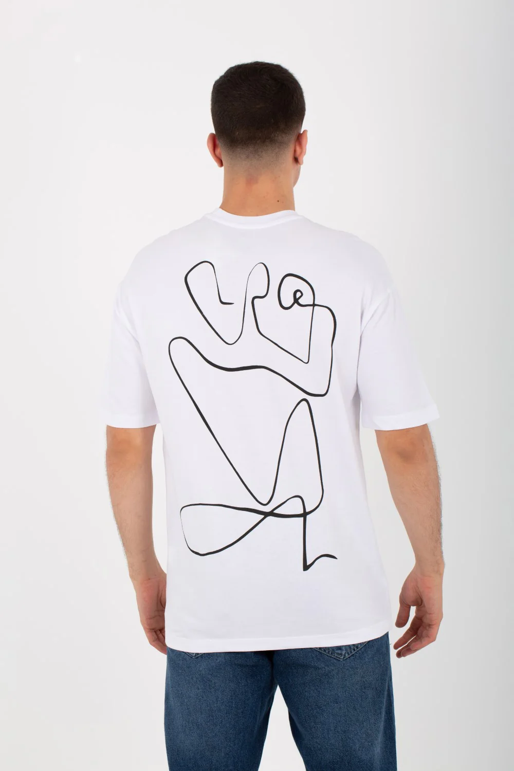 Mens Oversize Round T-shirt With Front And Back Print And Summer Melton Material - Image 5
