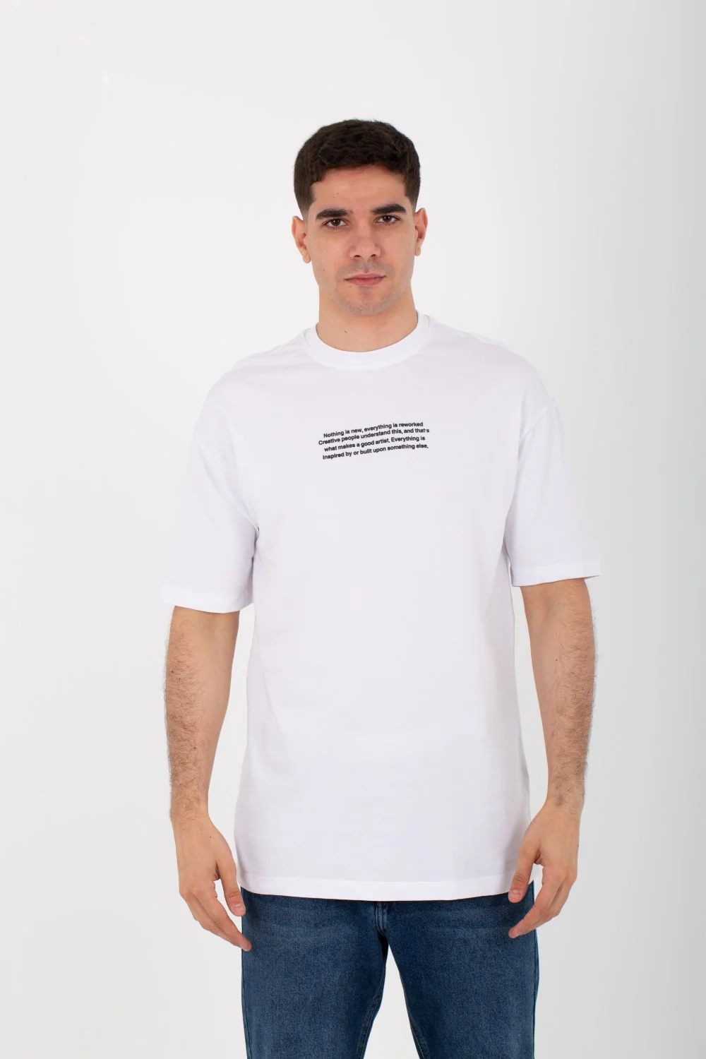 Mens Oversize Round T-shirt With Front And Back Print And Summer Melton Material - Image 6
