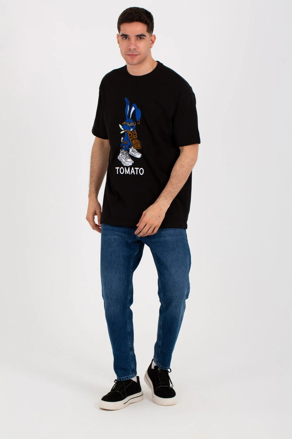 Mens Oversize Round T-shirt With Tomato Print On The Front - Image 3