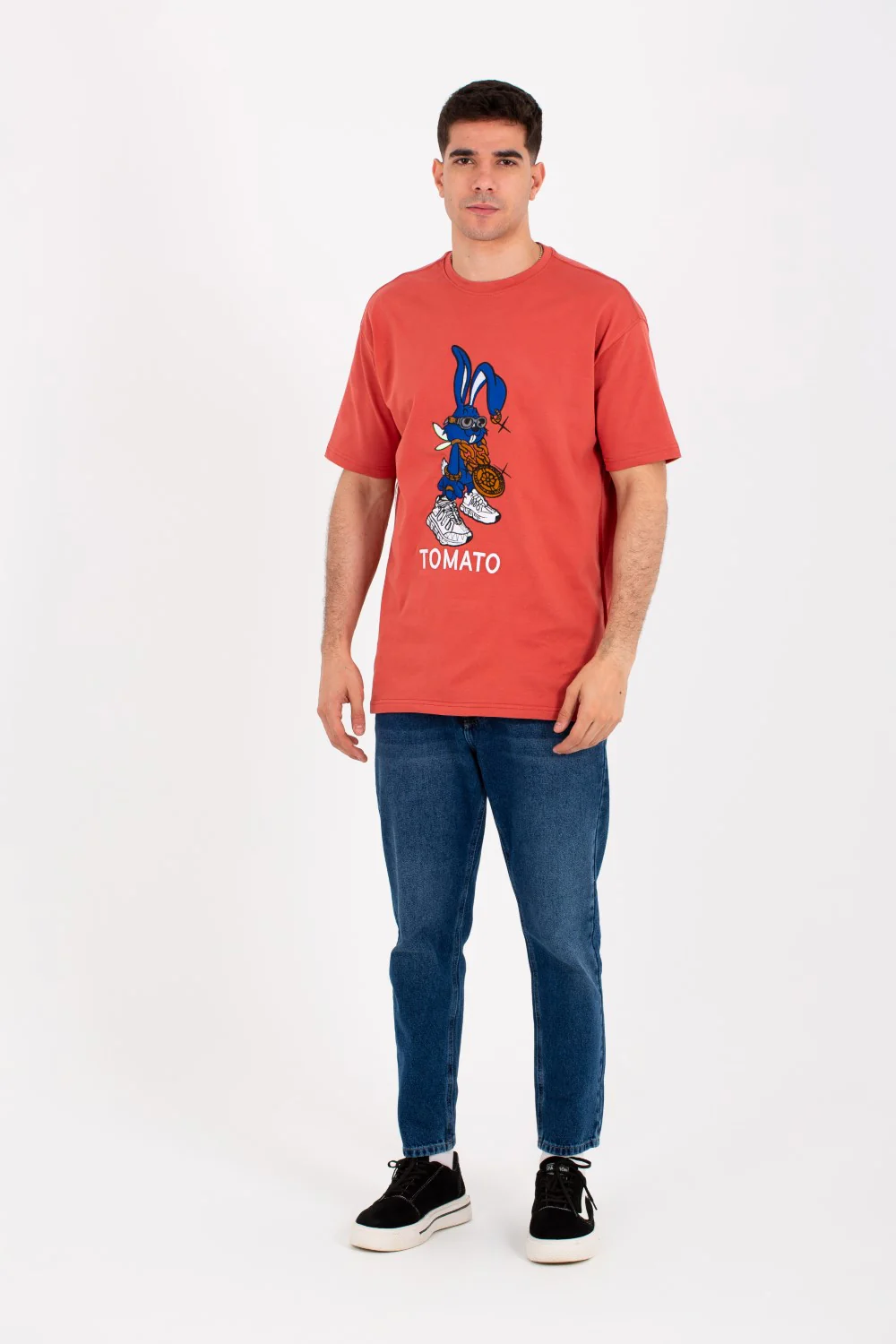 Mens Oversize Round T-shirt With Tomato Print On The Front - Image 4