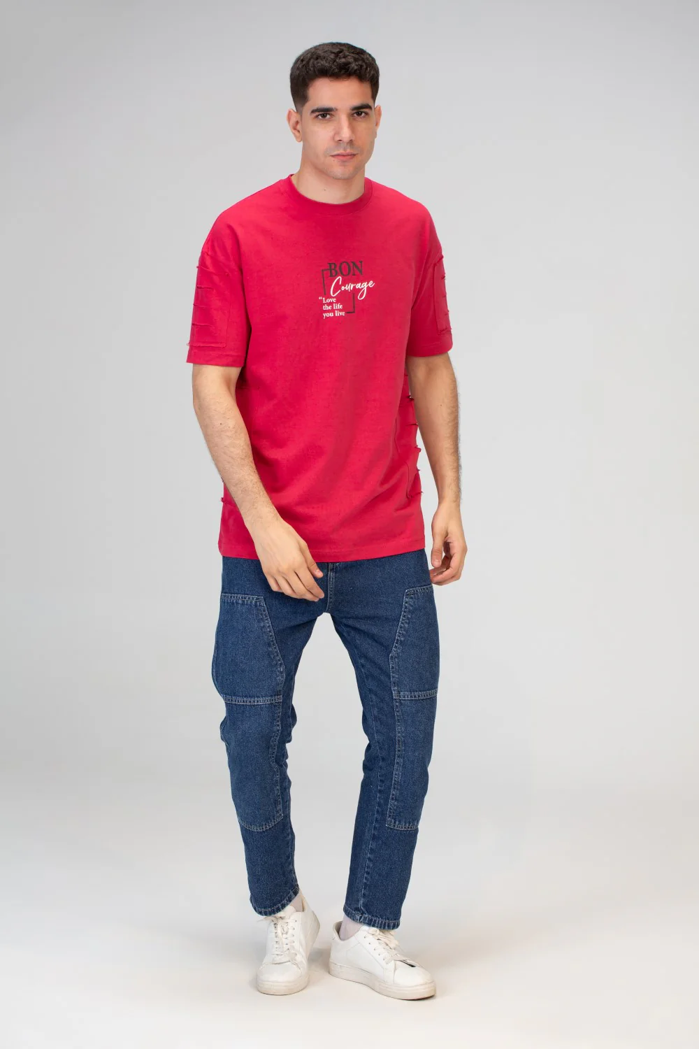 Mens Oversize Short Sleeves T-shirt With Round Neck And Milton Material - Image 10