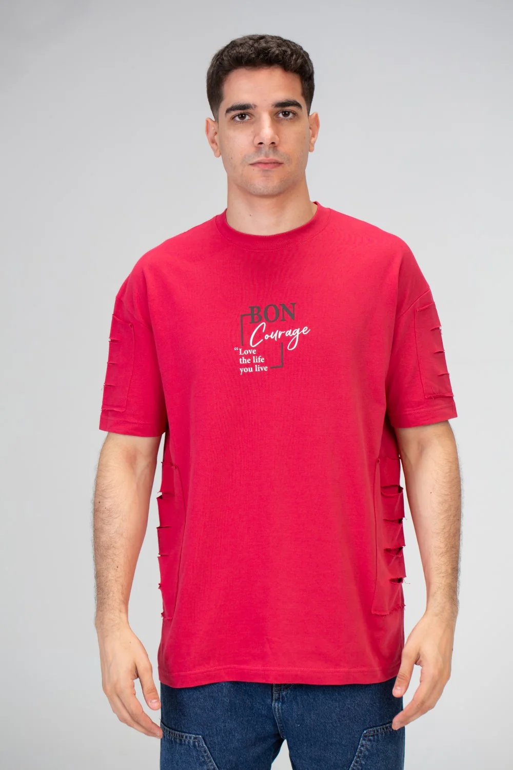 Mens Oversize Short Sleeves T-shirt With Round Neck And Milton Material - Image 12