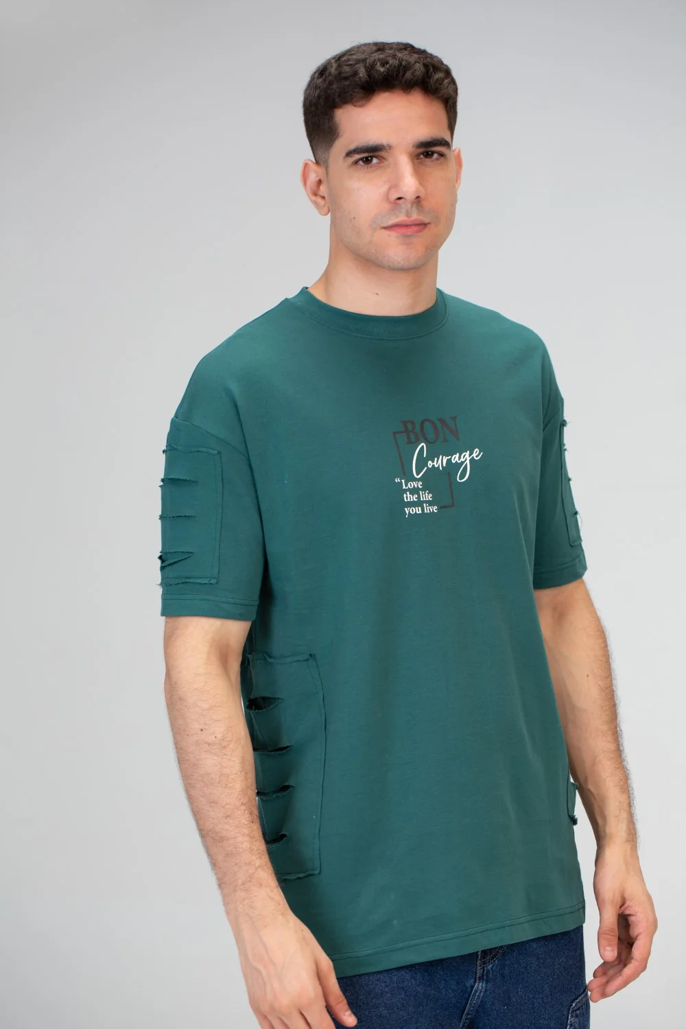 Mens Oversize Short Sleeves T-shirt With Round Neck And Milton Material - Image 3