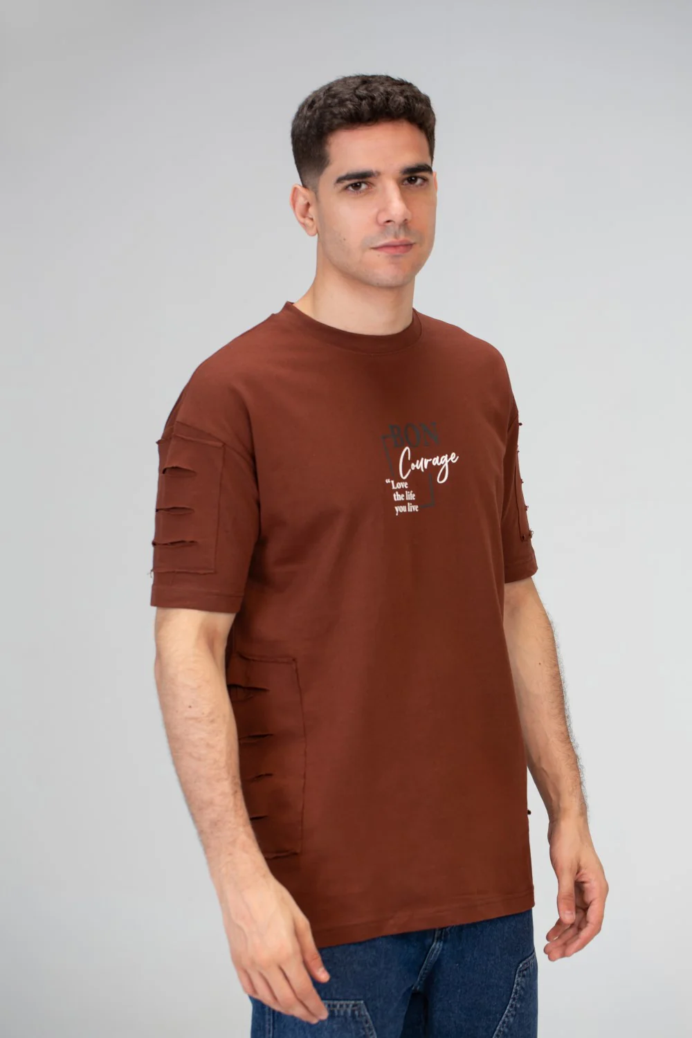 Mens Oversize Short Sleeves T-shirt With Round Neck And Milton Material - Image 6