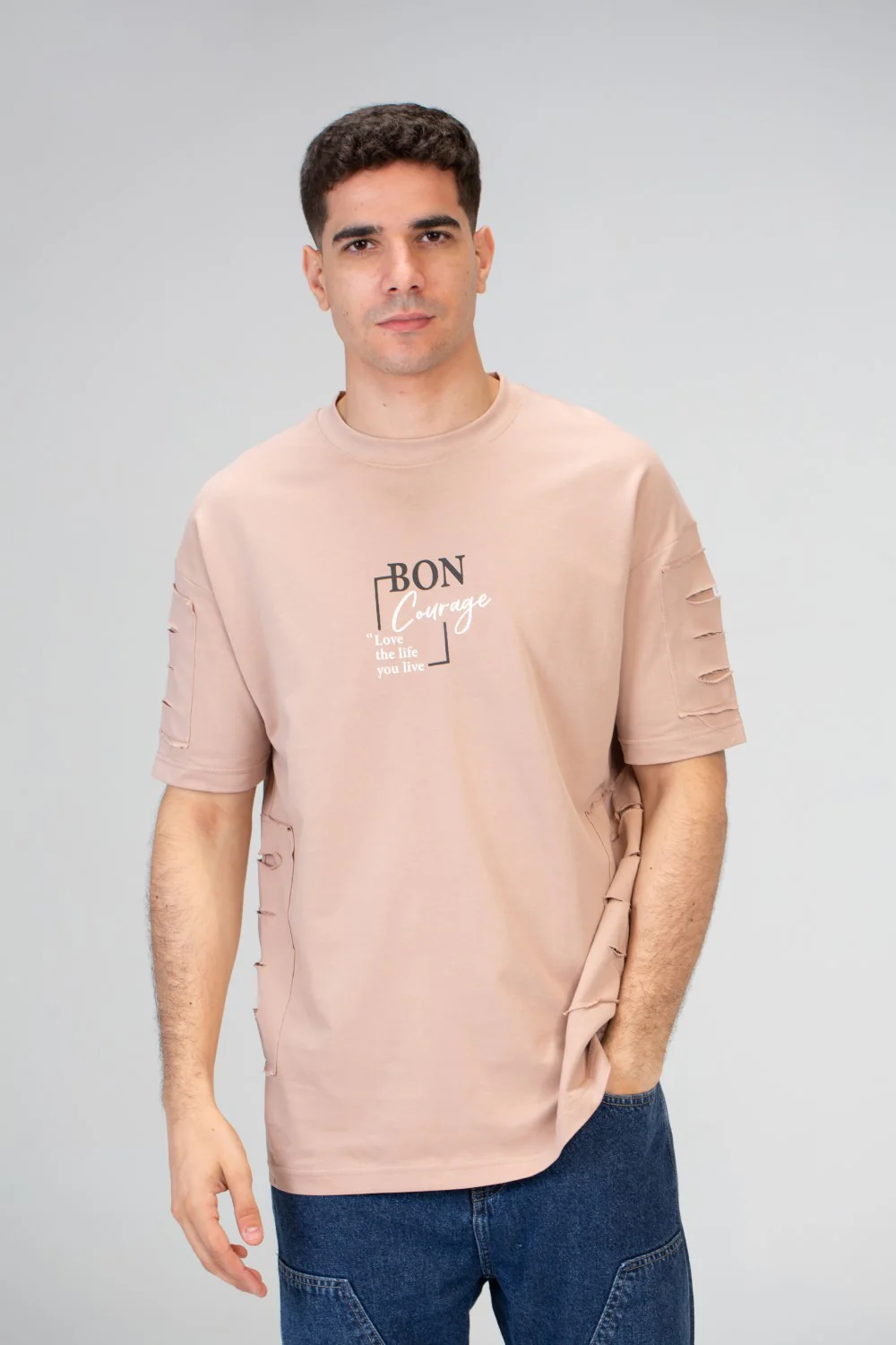 Mens Oversize Short Sleeves T-shirt With Round Neck And Milton Material - Image 9