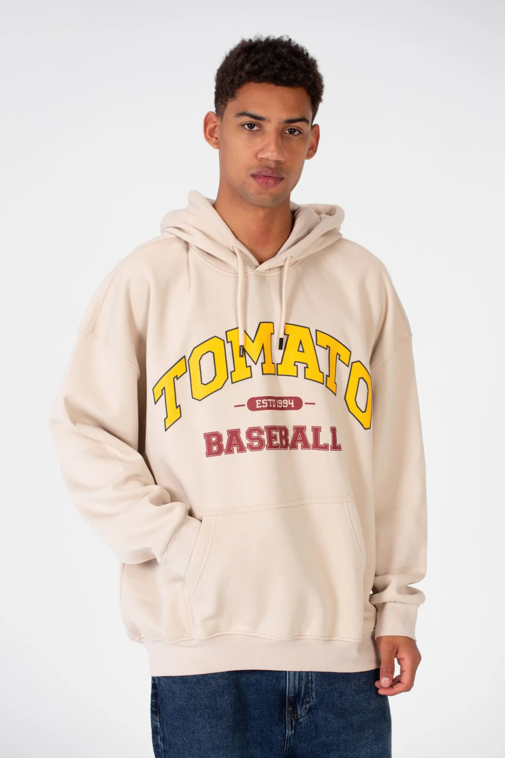 Men's Oversize Sweatshirt Made Of Milton Material With Tomato Print On The Front And Back