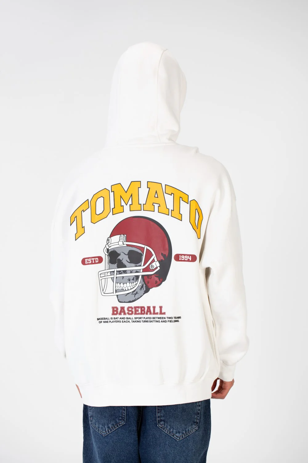 Men's Oversize Sweatshirt Made Of Milton Material With Tomato Print On The Front And Back - Image 8