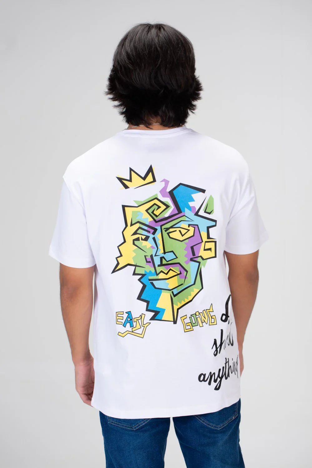 Men's Oversize T-shirt With A Round Neck And A Print On The Front And Back - Image 2