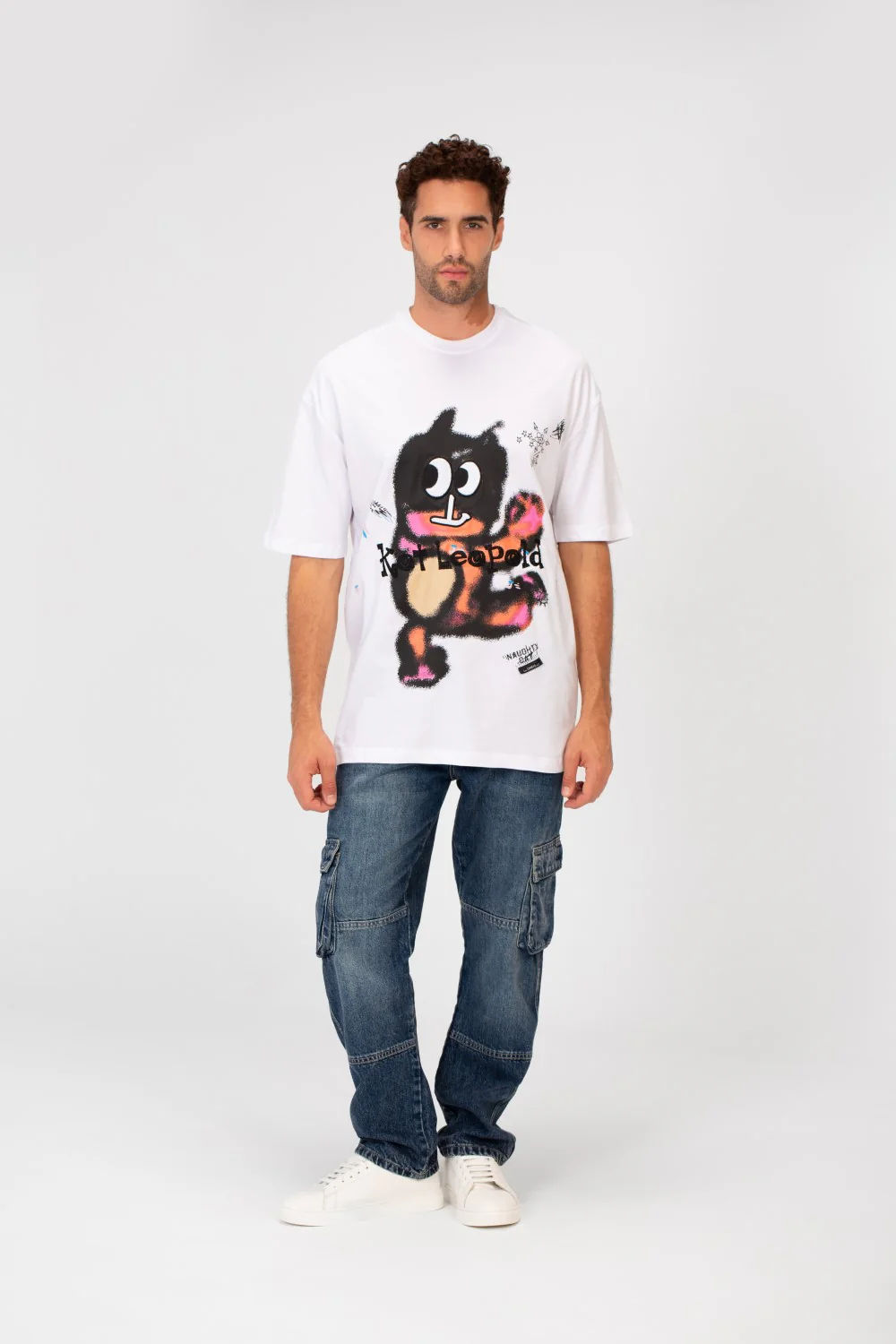 Men's Oversized Crew Neck Front Print Half Sleeve T-Shirt - Image 12