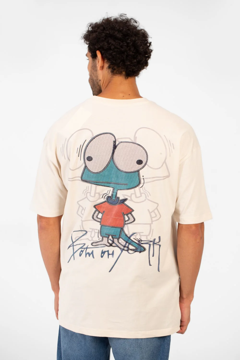 Men's Oversized Crew Neck Graphic Print Short Sleeve T-shirt - Image 2