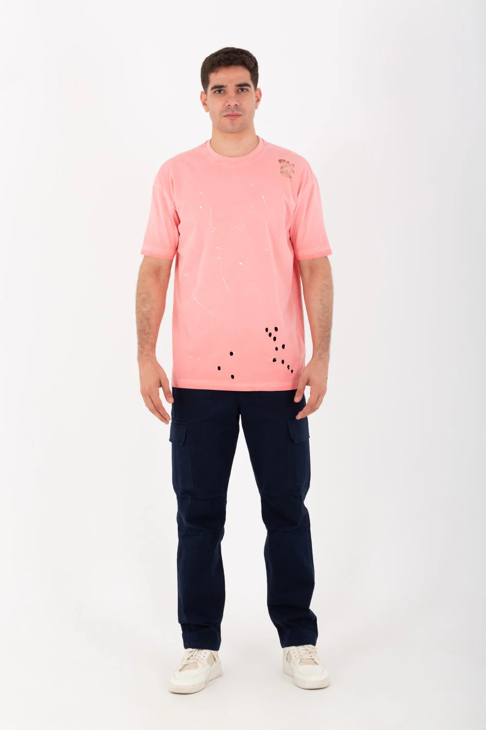 Mens Oversized Crew Neck Half Sleeves Cutting T-shirt - Image 9