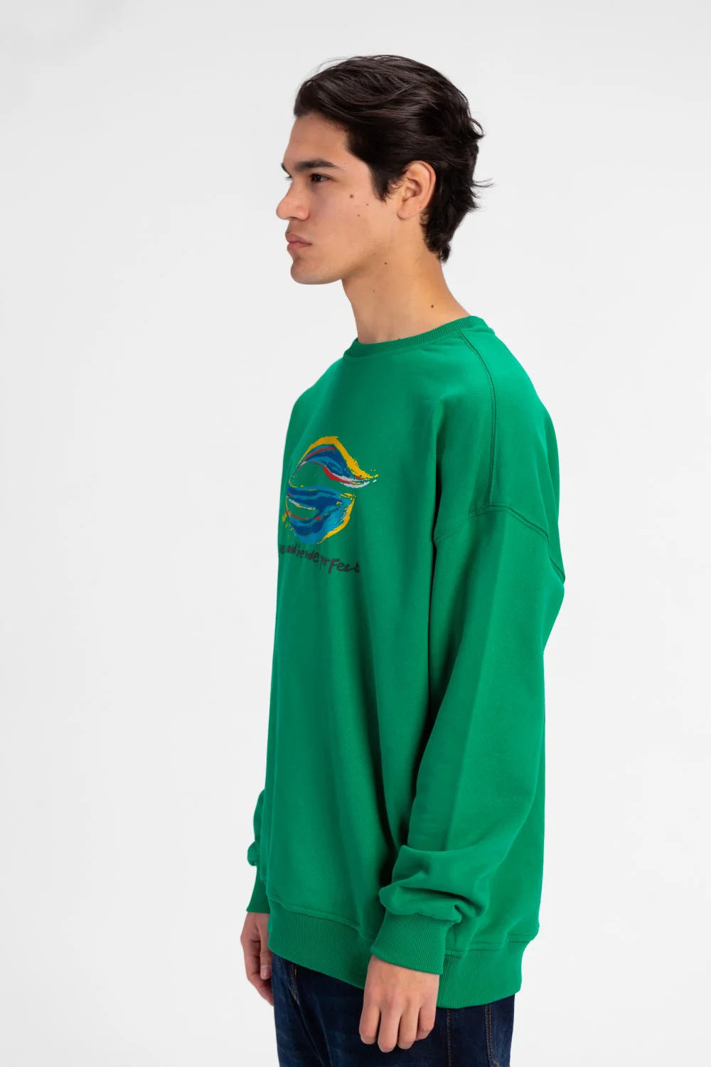 Men's Oversized Crew Neck Printed Sweatshirt - Image 11