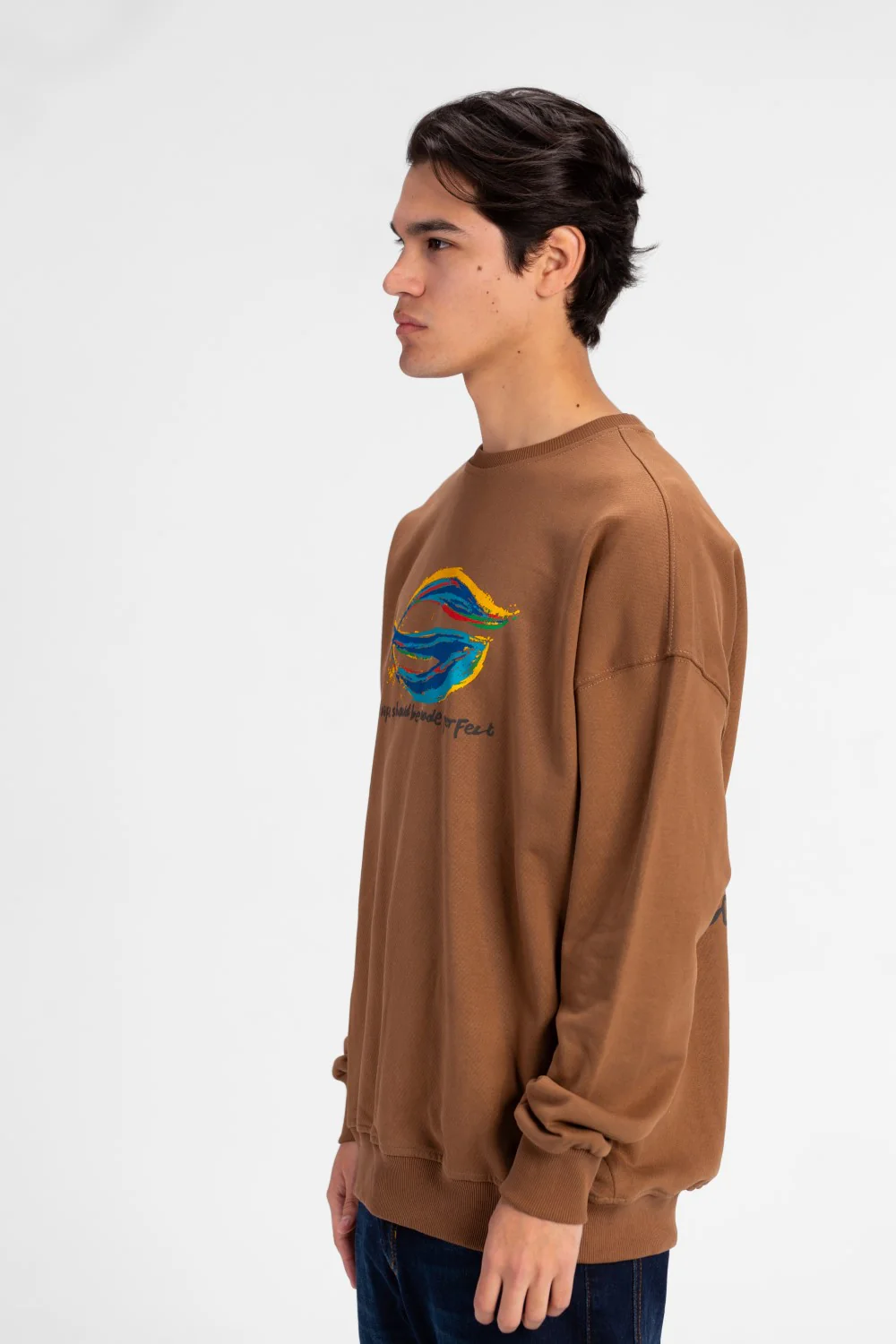 Men's Oversized Crew Neck Printed Sweatshirt - Image 3