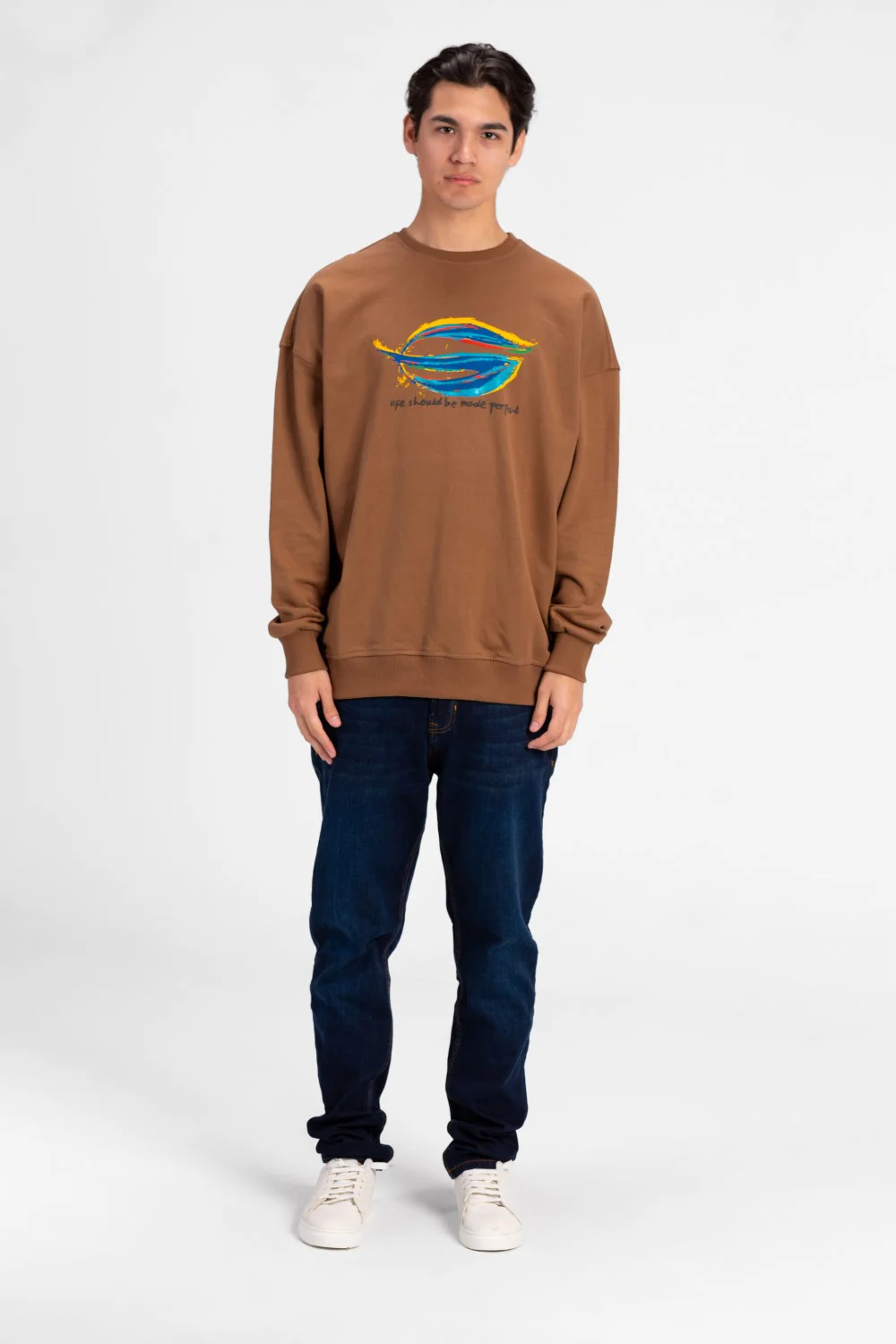 Men's Oversized Crew Neck Printed Sweatshirt - Image 4
