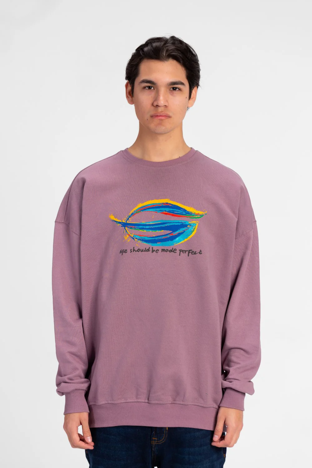 Men's Oversized Crew Neck Printed Sweatshirt - Image 5
