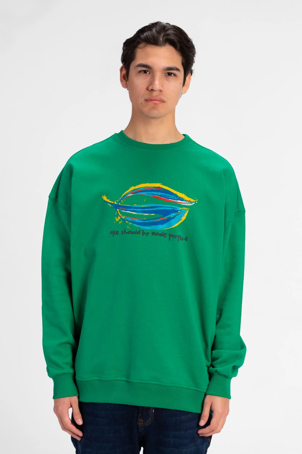 Men's Oversized Crew Neck Printed Sweatshirt - Image 9