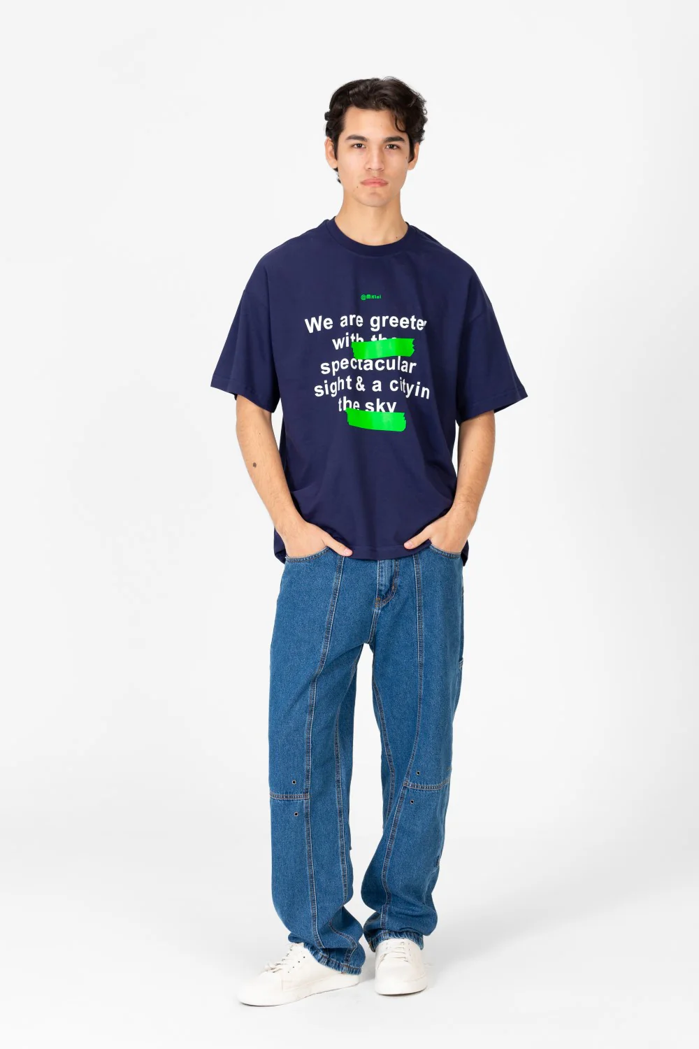 Men's Oversized Crew Neck Printed T-Shirt - Image 12