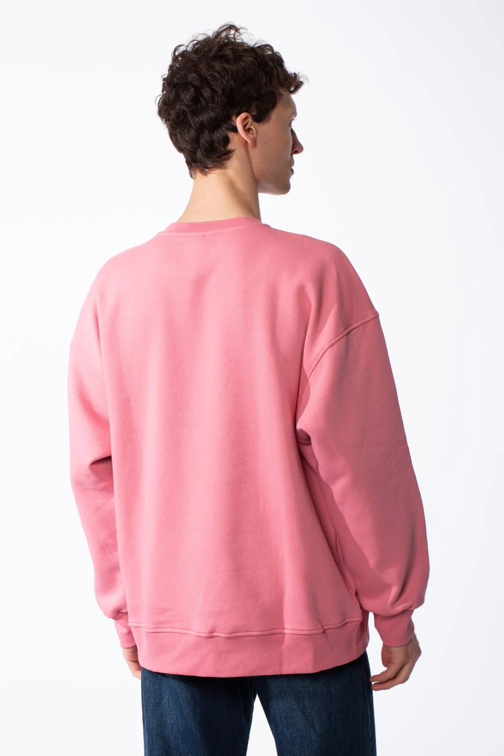 Men's Oversized Crewneck Melton Sweatshirt Handcrafted Crocheted Square Patch Classic Ribbed Trims Modern Streetwear - Image 10