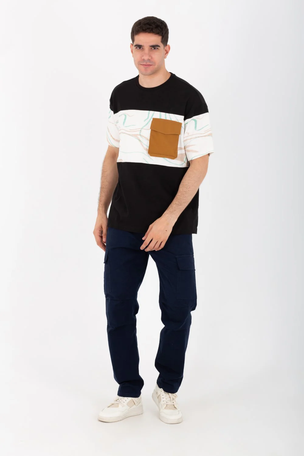 Mens Oversized Half sleeves T-shirt With A Round Neck And A Front Pocket - Image 6
