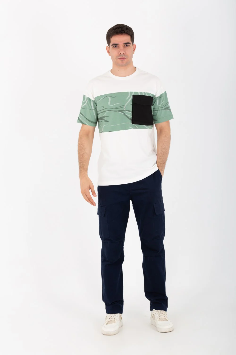 Mens Oversized Half sleeves T-shirt With A Round Neck And A Front Pocket - Image 9
