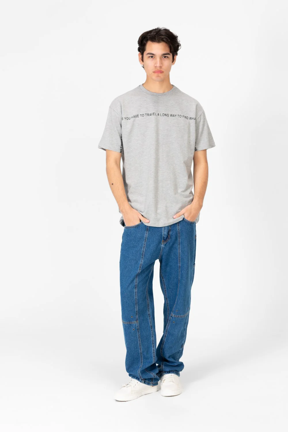 Men's Oversized Half Sleeves T-shirt With Front Text Print - Image 12