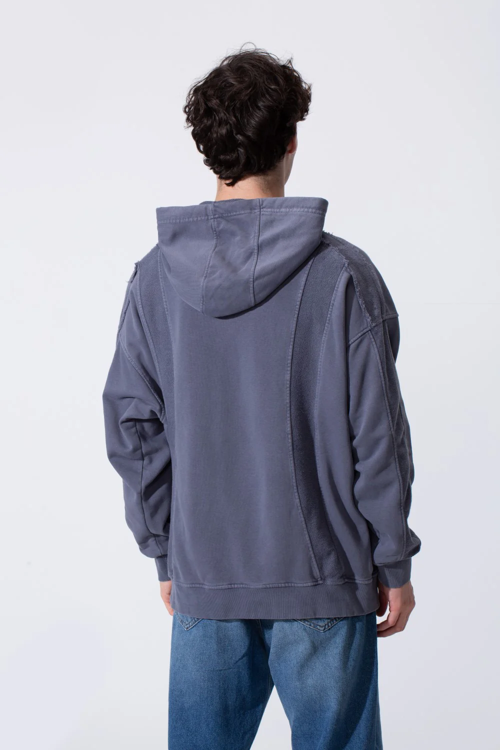 Men's Oversized Hood Washed Fabric Edge Seam Detailing Classic Kangaroo Front Pocket Tomato Store Sweatshirt - Image 10