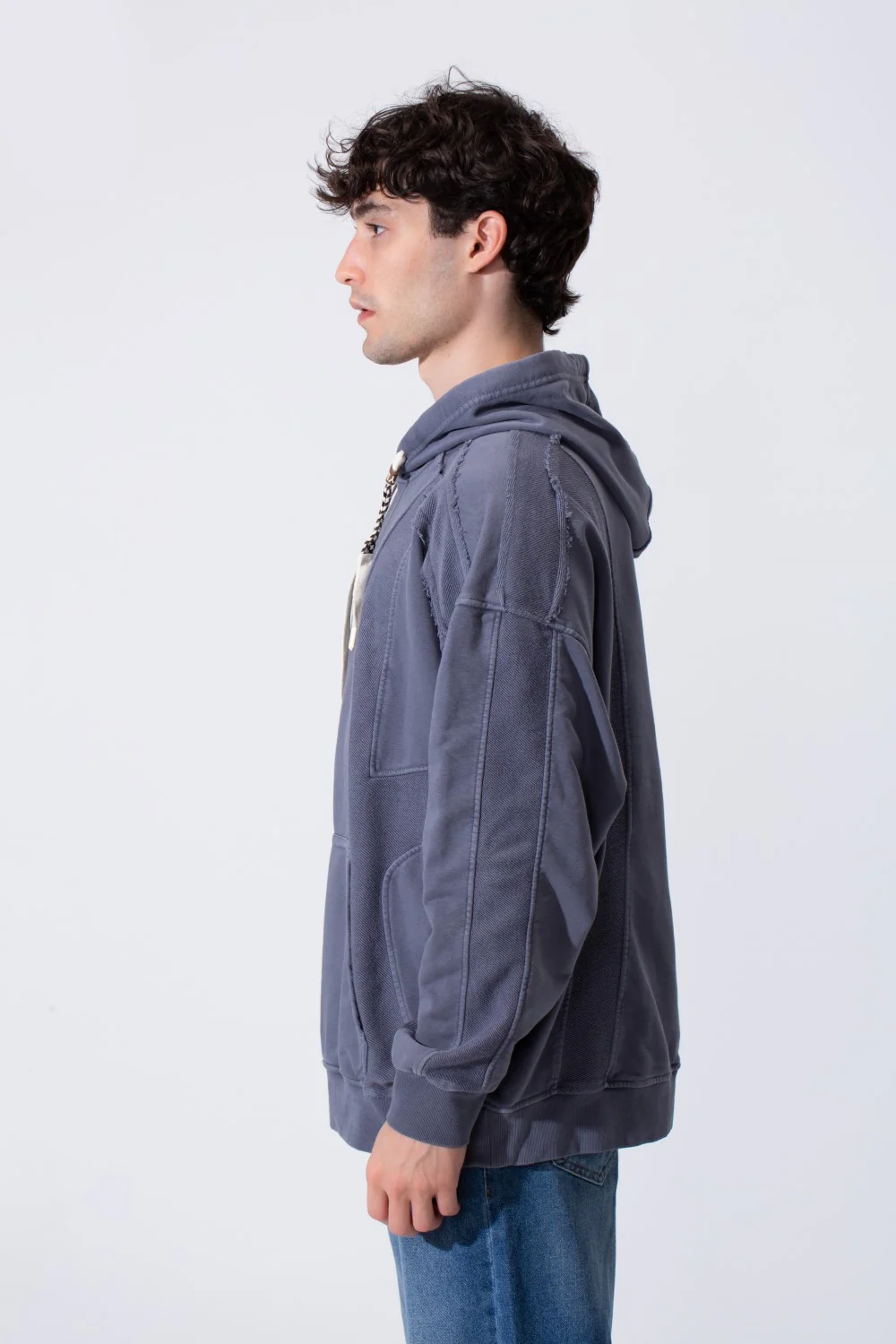 Men's Oversized Hood Washed Fabric Edge Seam Detailing Classic Kangaroo Front Pocket Tomato Store Sweatshirt - Image 12