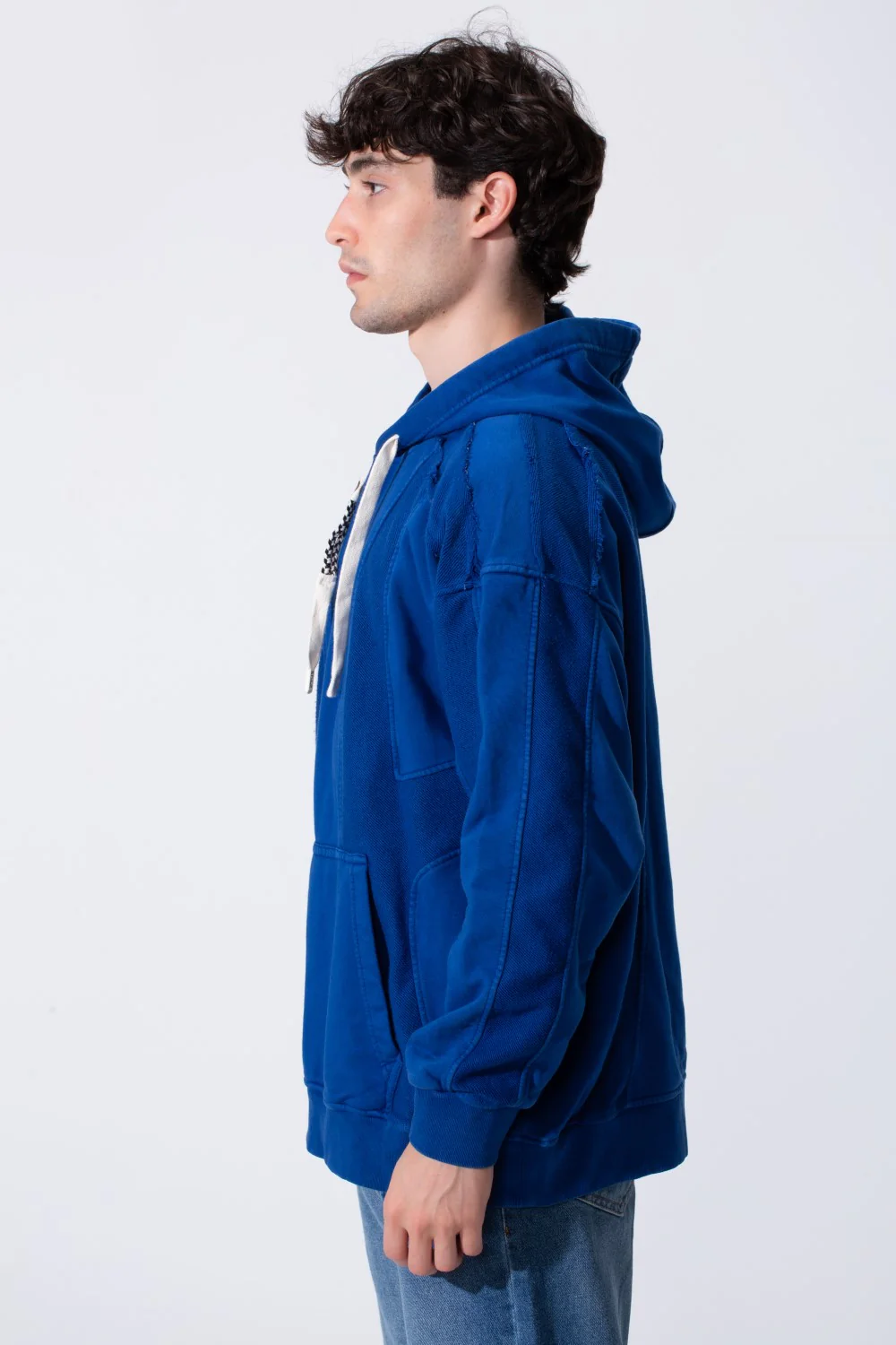 Men's Oversized Hood Washed Fabric Edge Seam Detailing Classic Kangaroo Front Pocket Tomato Store Sweatshirt - Image 4