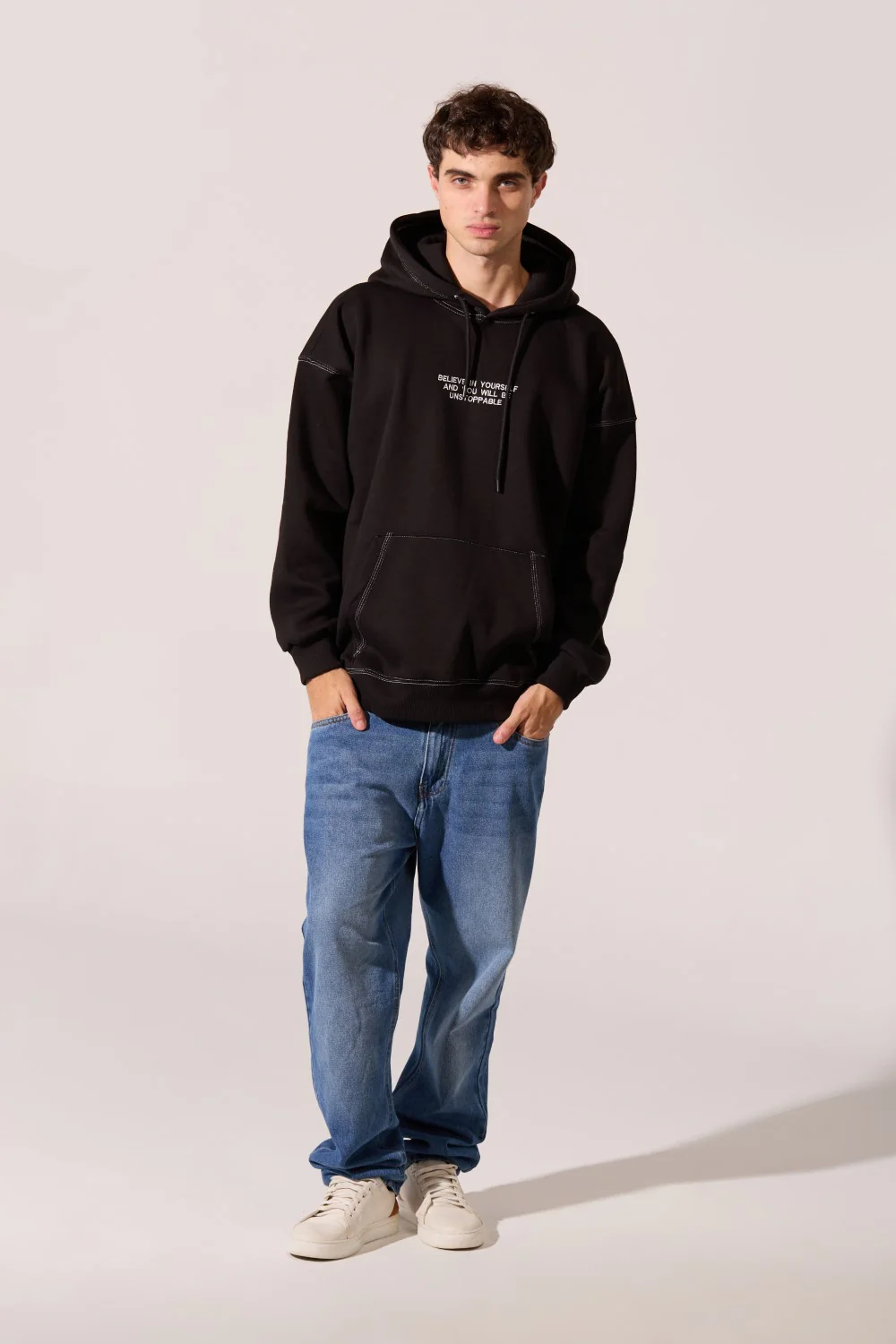 Men's Oversized Hooded Milton Sweatshirt With Front Print - Image 4