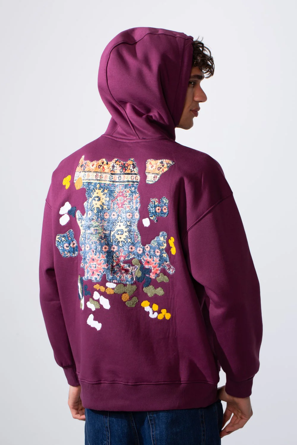 Men's Oversized Melton Printed Hood Sweatshirt - Image 10