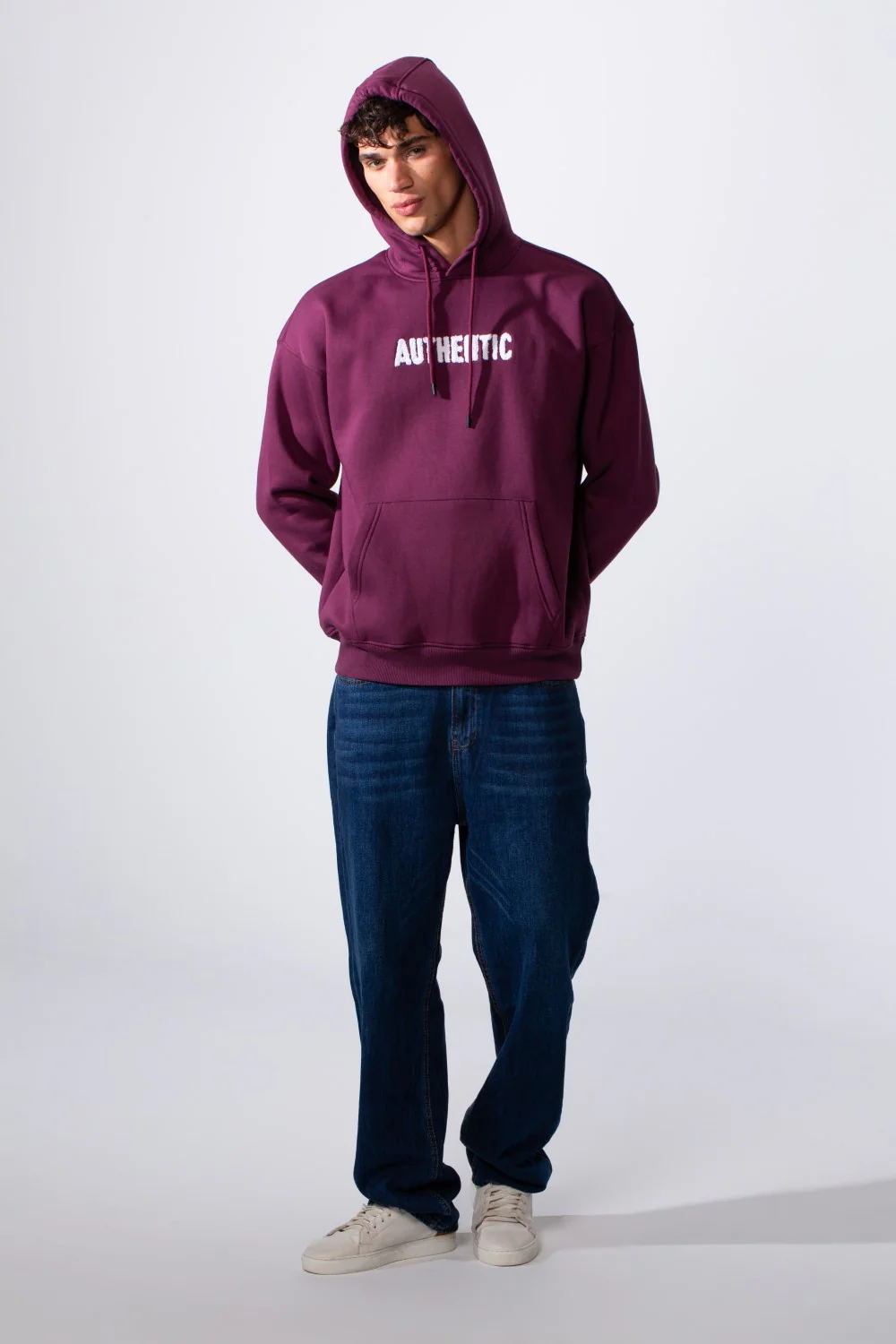 Men's Oversized Melton Printed Hood Sweatshirt - Image 11