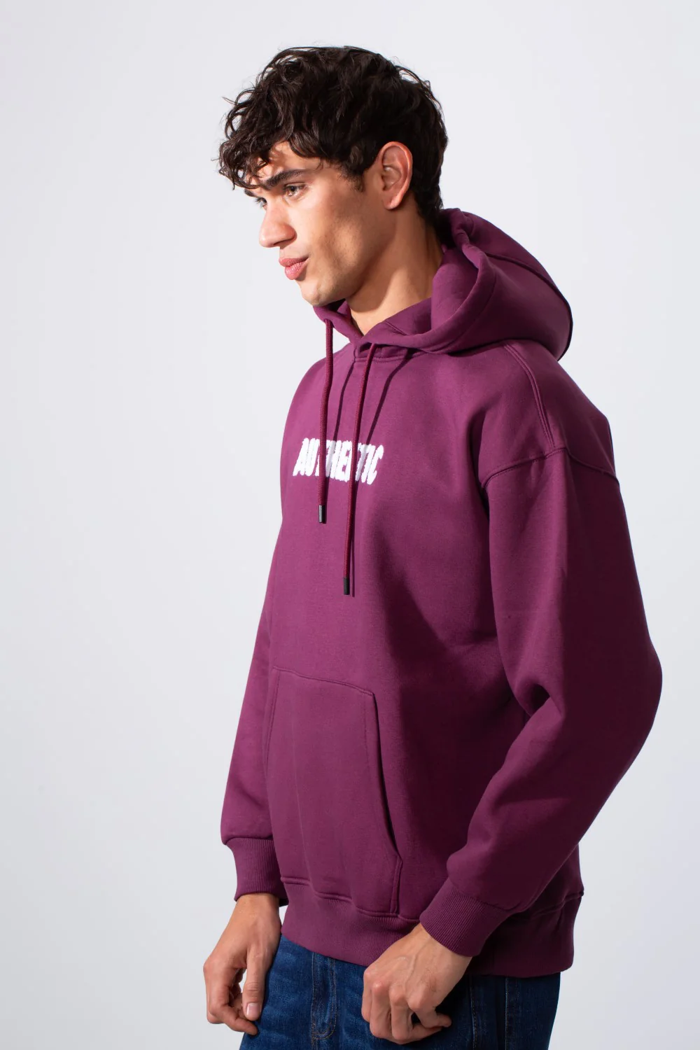 Men's Oversized Melton Printed Hood Sweatshirt - Image 12