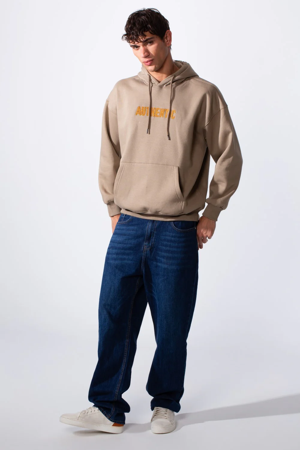 Men's Oversized Melton Printed Hood Sweatshirt - Image 3
